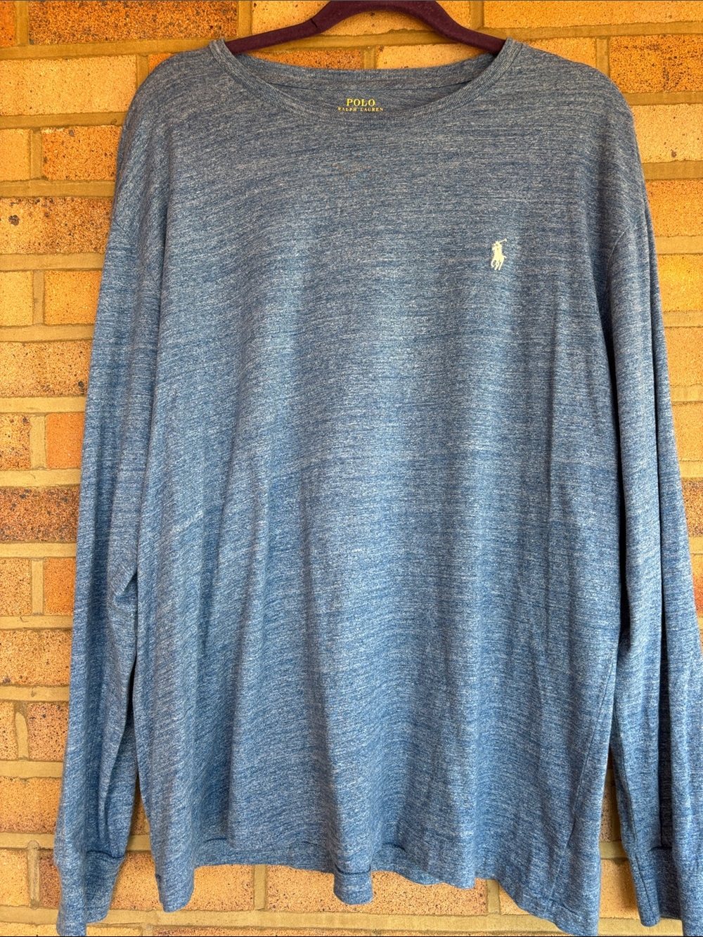 Polo by Ralph Lauren Heather Blue Crewneck Long-Sleeve T Shirt L